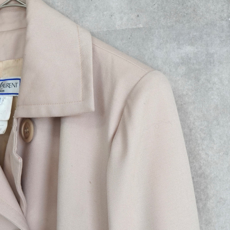 イヴサンローラン ロング丈 トレンチコート ピンクベージュ コート レディース