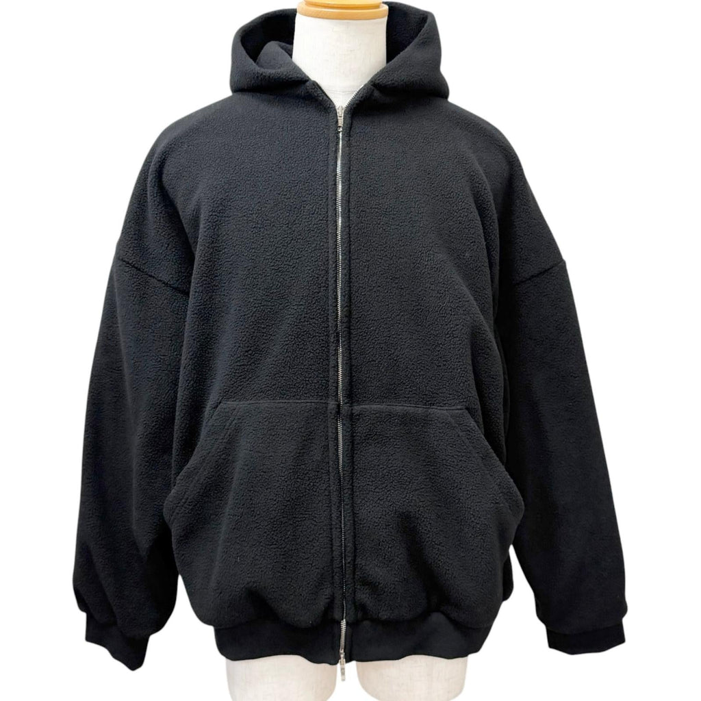 バレンシアガ OUTERWEAR ZIP UP HOODIE バックエンブロイダリー フリース パーカー ブラック 2 メンズ 未使用品