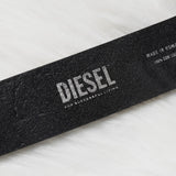 ディーゼル ロゴ レザー ベルト 80 / 32 ブラック / シルバー