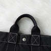 エルメス ドーヴィルPM キャンバス ハンドバッグ ブラック / ホワイトステッチ