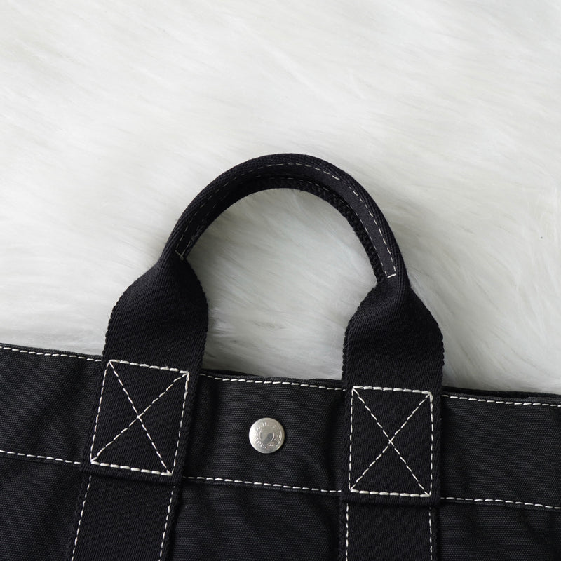 エルメス ドーヴィルPM キャンバス ハンドバッグ ブラック / ホワイトステッチ