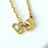 クリスチャン ディオール CDロゴ スクエア ラインストーン ネックレス GPゴールド