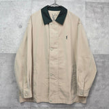 イヴ サンローラン ヴィンテージ YSLロゴ ブルゾン ジャケット ベージュ / モスグリーン