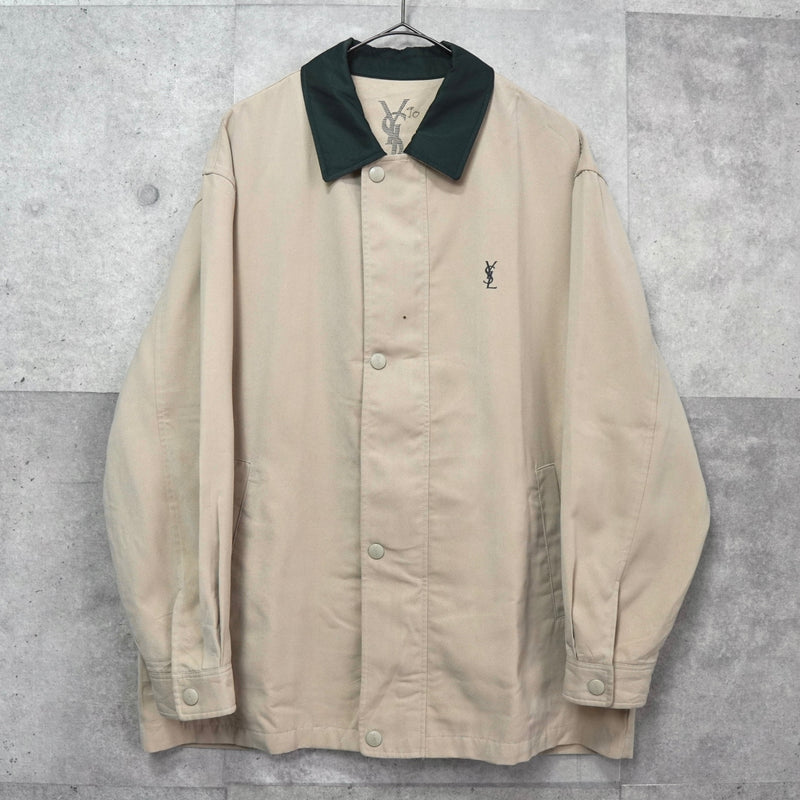 イヴ サンローラン ヴィンテージ YSLロゴ ブルゾン ジャケット ベージュ / モスグリーン
