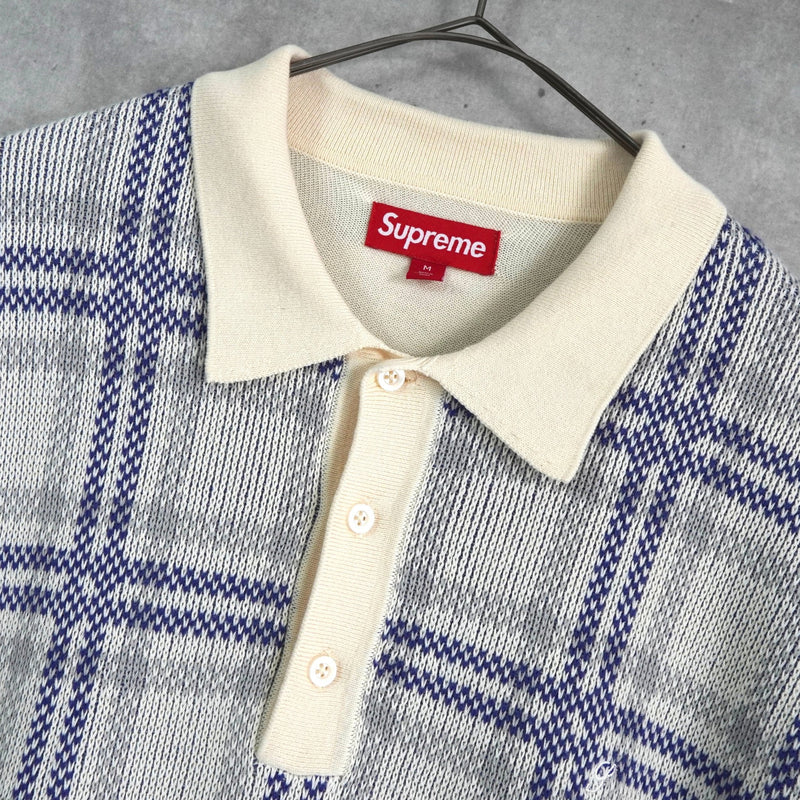 シュプリーム Plaid Knit S/S Polo 半袖 ポロニット アイボリー - NEWSED
