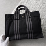 エルメス フールトゥ PM キャンバス ハンドバッグ ブラック/グレー - NEWSED