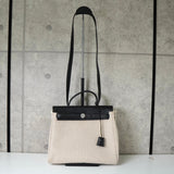 エルメス エールバッグPM トワルアッシュ 2way ハンドバッグ ショルダー ベージュ / ブラック □H刻 - NEWSED
