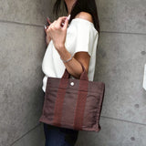 エルメス エールラインPM キャンバス ハンドバッグ ブラウン - NEWSED