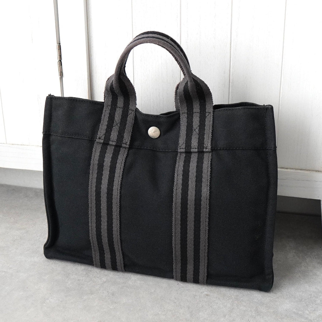 エルメス フールトゥ PM キャンバス ハンドバッグ ブラック / グレー