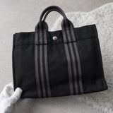 エルメス フールトゥ PM キャンバス ハンドバッグ ブラック/グレー - NEWSED