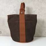 エルメス サクソーPM トワルアッシュ ハンドバッグ ブラウン - NEWSED