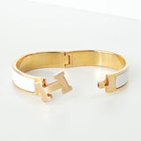 エルメス クリッククラックPM バングル GP ゴールド / ホワイト 箱付き - NEWSED