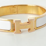 エルメス クリッククラックPM バングル GP ゴールド / ホワイト 箱付き - NEWSED