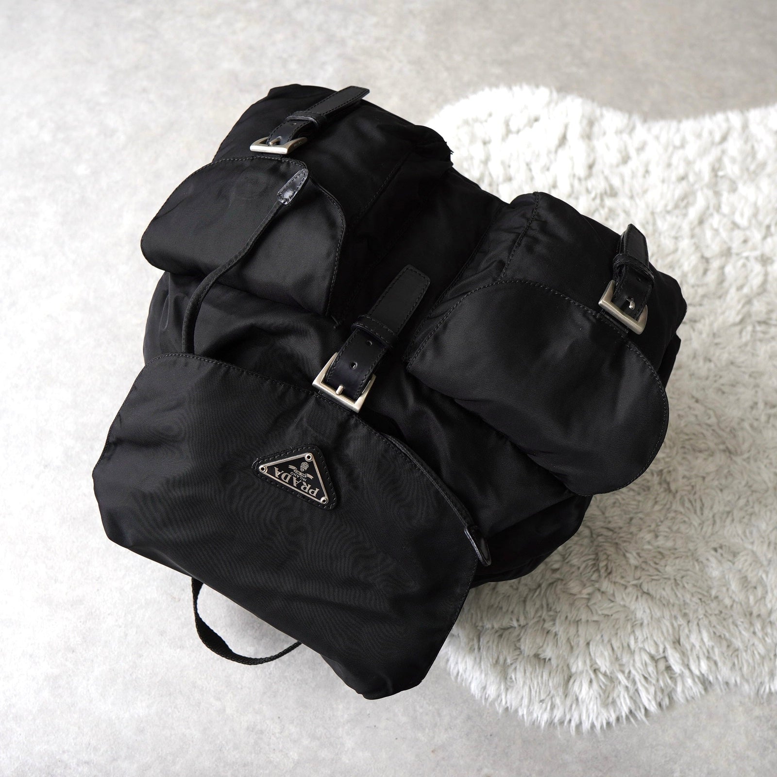 極美品　PRADA プラダ　リュック　ポコノ　黒　ナイロン　24011007 極美品PRADA プラダリュックポコノ黒ナイロン24011007