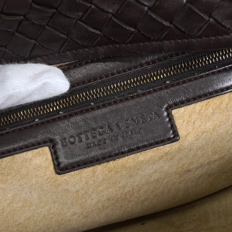 ボッテガ ヴェネタ イントレチャート レザー ミニボストンバッグ ハンドバッグ ブラウン - NEWSED