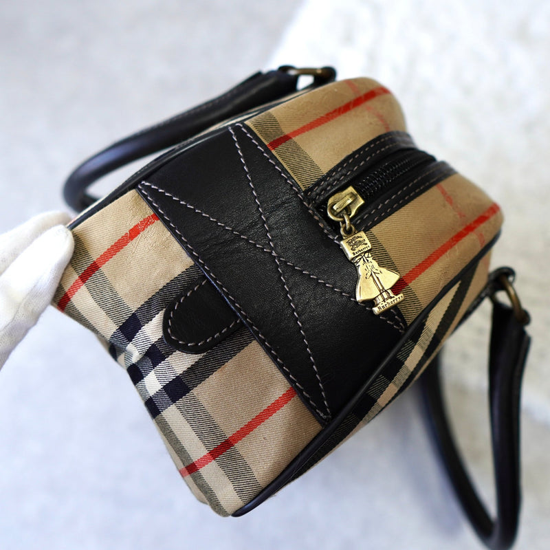 BURBERRY バーバリー ミニボストンバッグ ブラック 本革 レザー 美品