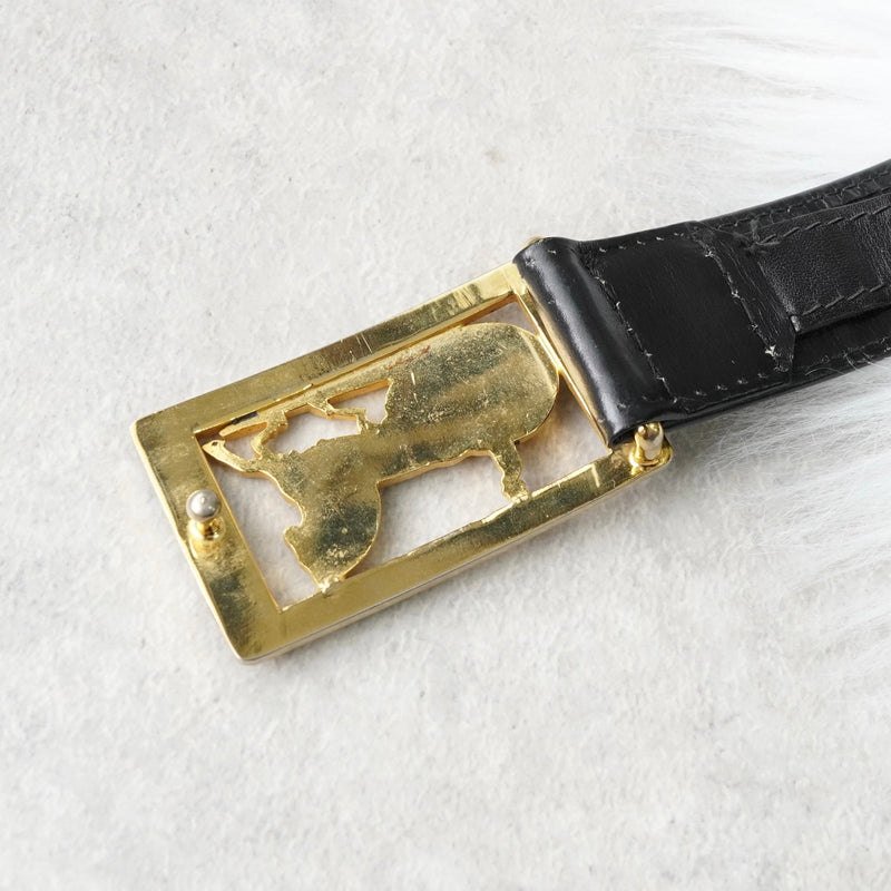 セリーヌ ヴィンテージ 輪馬車 サルキー レザー ベルト ブラック レディース - NEWSED