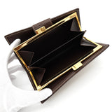 ロエベ アナグラム スエード / レザー がま口 二つ折り財布 ベージュ / ブラウン - NEWSED