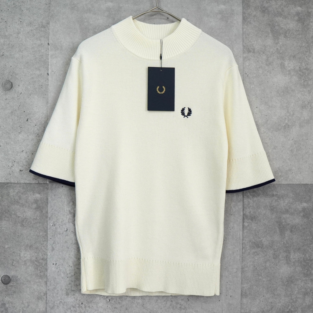 Fred Perry 立领针织衫，半长，象牙色，未使用，带标签，女款