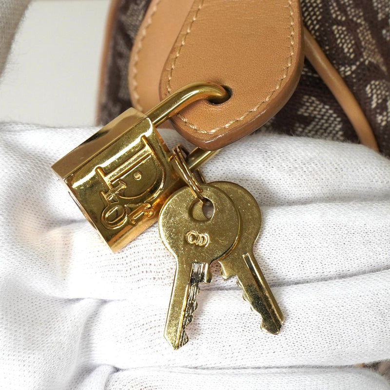 クリスチャン ディオール トロッター キャンバス / レザー ミニボストンバッグ ブラウン - NEWSED