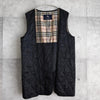 Burberry London Stand Collar Faux Layered Long Coat in Nova Check Pattern with Quilted Vest Liner in Black