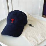 アミパリ アミ パリス ハートロゴ キャップ ネイビー 保存袋付き - NEWSED