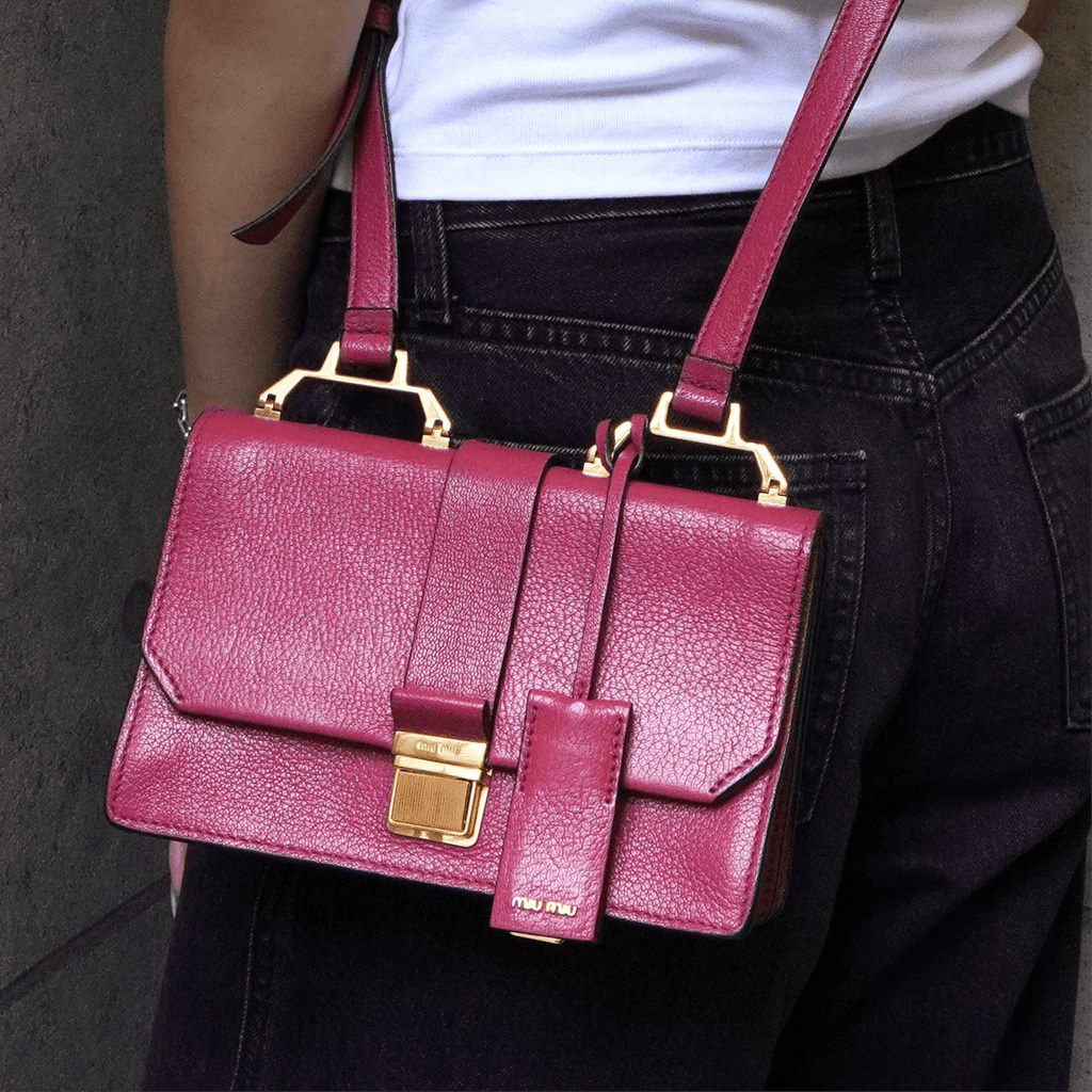 ミュウミュウ マテラッセ レザー がま口 ミニ ショルダーバッグ ピンク