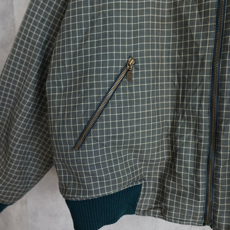 ラコステ リバーシブル ブルゾン スタジャン ロゴパッチ チェック柄 グリーン/カーキ - NEWSED