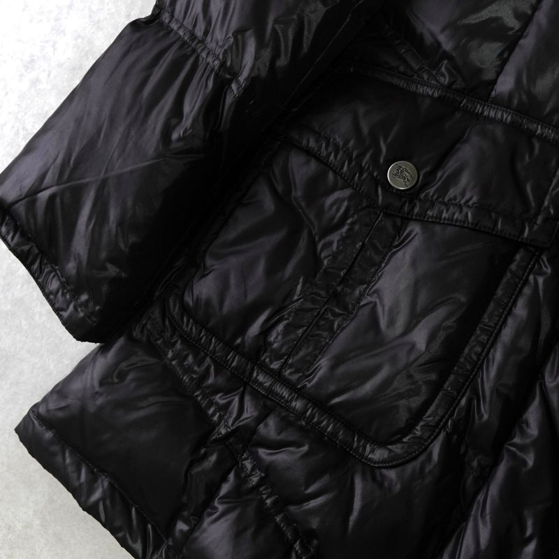 バーバリー ブルーレーベル ホースロゴ ノバチェック裏地 ロング ダウンジャケット レディース ダークブラウン - NEWSED