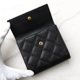 シャネル マトラッセ キャビアスキン 二つ折り財布 ブラック - NEWSED