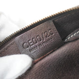 セリーヌ マカダム キャンバス / レザー ミニ ワンショルダーバッグ アクセサリーポーチ ブラウン - NEWSED