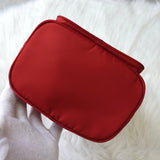 プラダ 現行モデル サフィアーノレザーハンドル 巾着バッグ ハンドバッグ トライアングルロゴ レッド - NEWSED