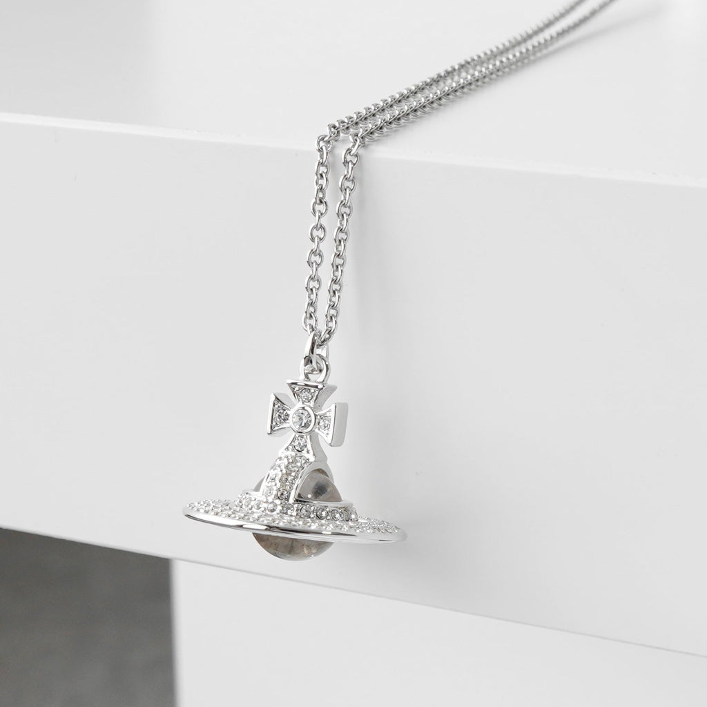 ヴィヴィアン ウエストウッド オーブ ラインストーン クリア シルバー ネックレス