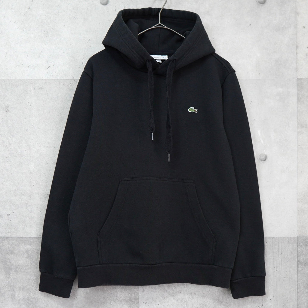 Lacoste 徽标贴片连帽衫派克大衣 黑色