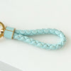Bottega Veneta Intrecciato Leather Key Ring Keychain Charm Blue x Gold