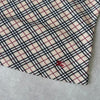 Burberry Blue Label Horse Logo Embroidered Nova Check Ribbon Short Sleeve Top Beige Women's