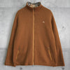 バーバリー ブルーレーベル ホースロゴ ジップアップ ニット ノバチェック裏地 キャメル
