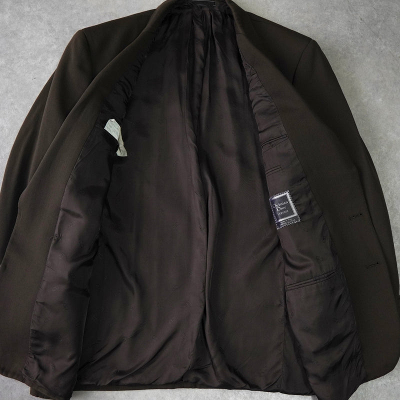 クリスチャン ディオール ヴィンテージ ウール シングル テーラードジャケット ブラウン - NEWSED