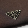 Prada 棕色三角形徽标缎面三折钱包