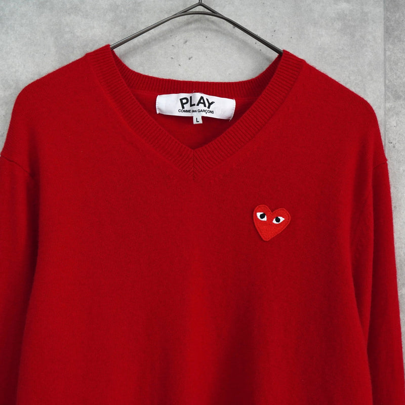 プレイ コム デ ギャルソン ハートロゴ ニット レッド - NEWSED