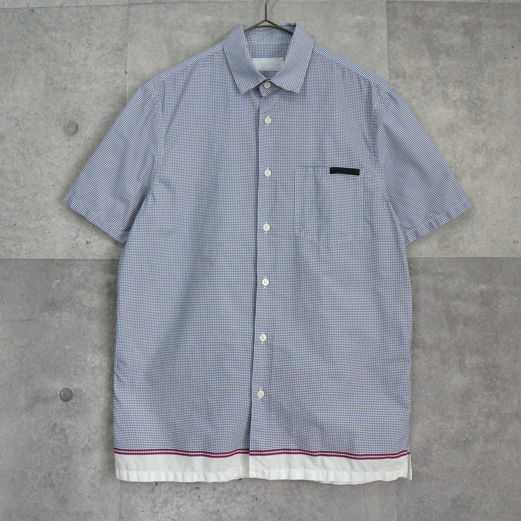 Prada 格纹短袖衬衫 蓝色