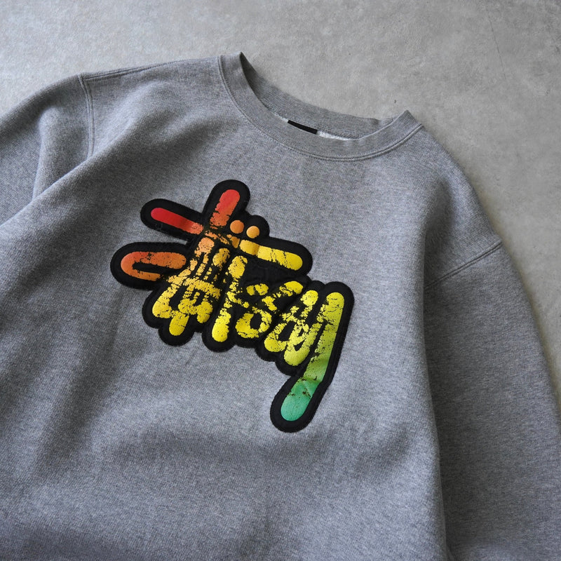 Stussy グレー ロゴ刺繍 スウェット ステューシー STUSSY 18AW ロゴ刺繍スウェット グレー L ワン