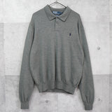 ポロ ラルフローレン ロゴ 刺繍 ポロ ニット グレー - NEWSED