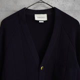 グッチ シェリーライン ウールブレンド ニット カーディガン 金ボタン ネイビー - NEWSED