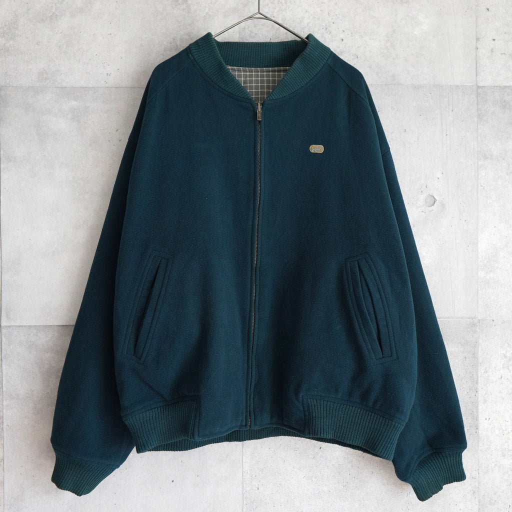 ラコステ リバーシブル ブルゾン スタジャン ロゴパッチ チェック柄 グリーン/カーキ