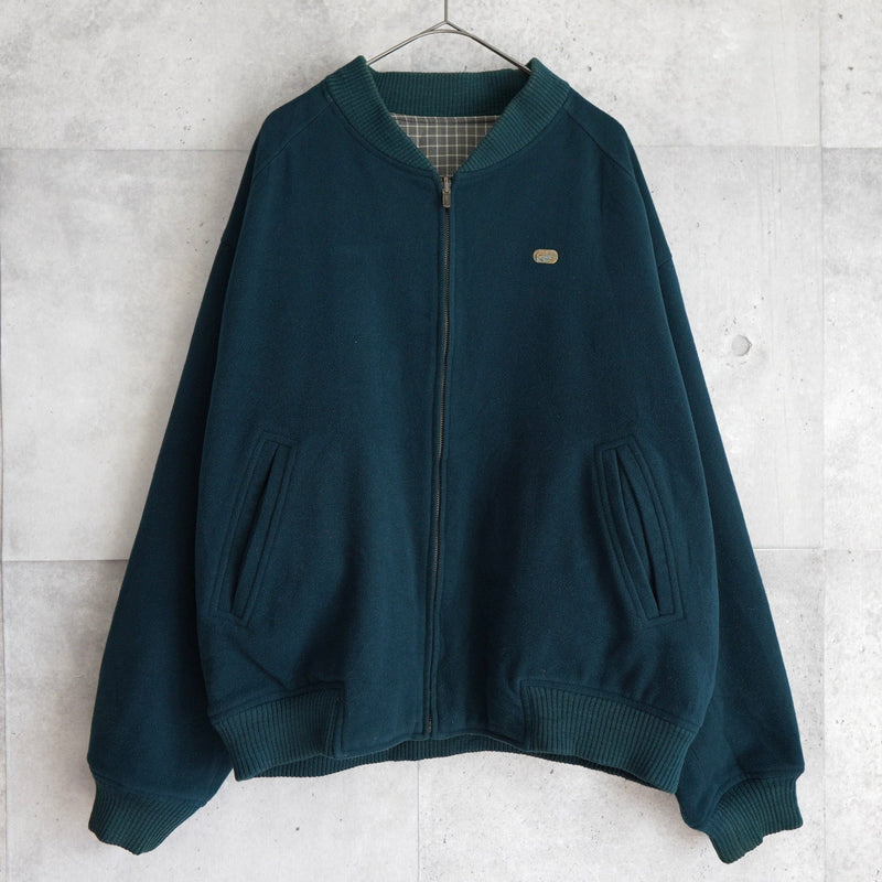 ラコステ リバーシブル ブルゾン スタジャン ロゴパッチ チェック柄 グリーン/カーキ - NEWSED