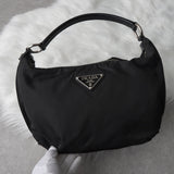 プラダ ポコノ テスート ナイロン サフィアーノ レザー ハンドバッグ ワンハンドル 三角プレート ブラック - NEWSED