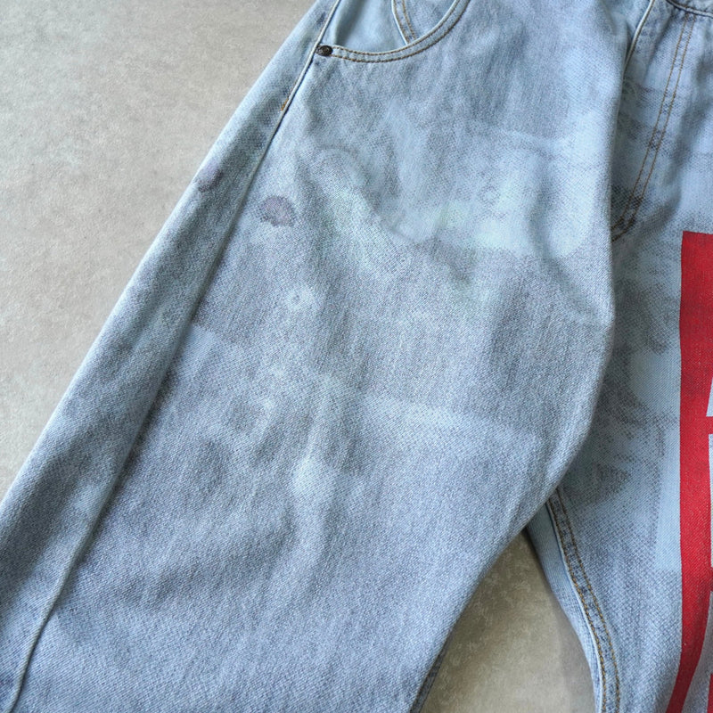 ヴィヴィアン ウエストウッド アングロマニア プリント デニム ジーンズ アイスブルー - NEWSED