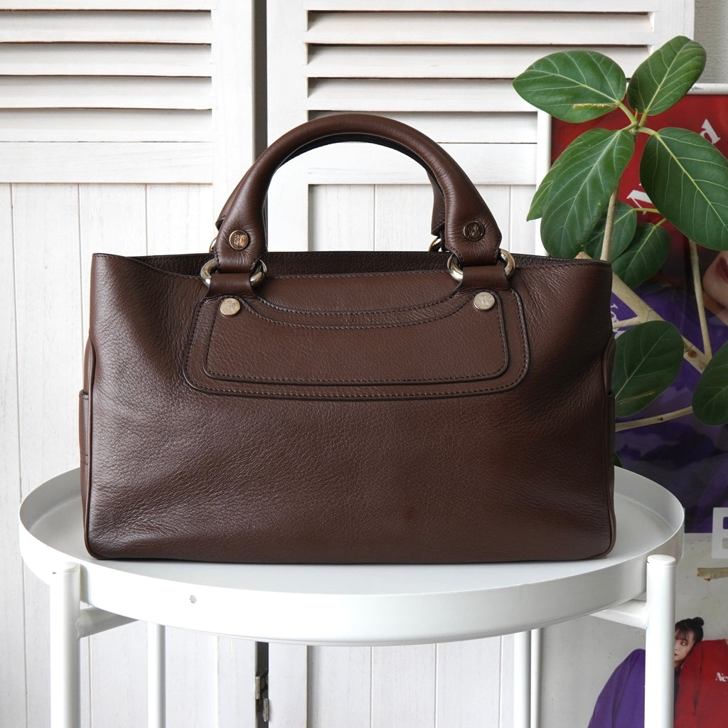 Celine Boogie Bag Leather Handbag Brown