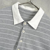 ロエベ アナグラム ボーダー柄 半袖ポロシャツ グレー / ホワイト - NEWSED